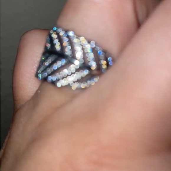 Sterling Silver Ring Leaf Pandora CZ Bling NEW Size 7 - Picture 4 of 13